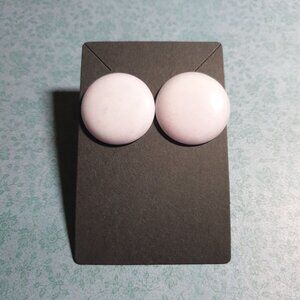Round Pale Blue Pink Purple Stud Stone Earrings Retro Dyed Natural Costume